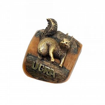 ЛМ Магнит Белка, латунь, подставка из бивня - Сувенирная фабрика